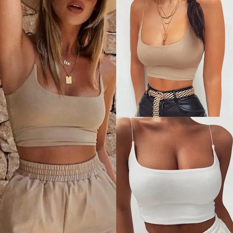 Débardeur en fibre de coton pour femme, bustier en Y, soutien-gorge banrib non rembourré, haut court