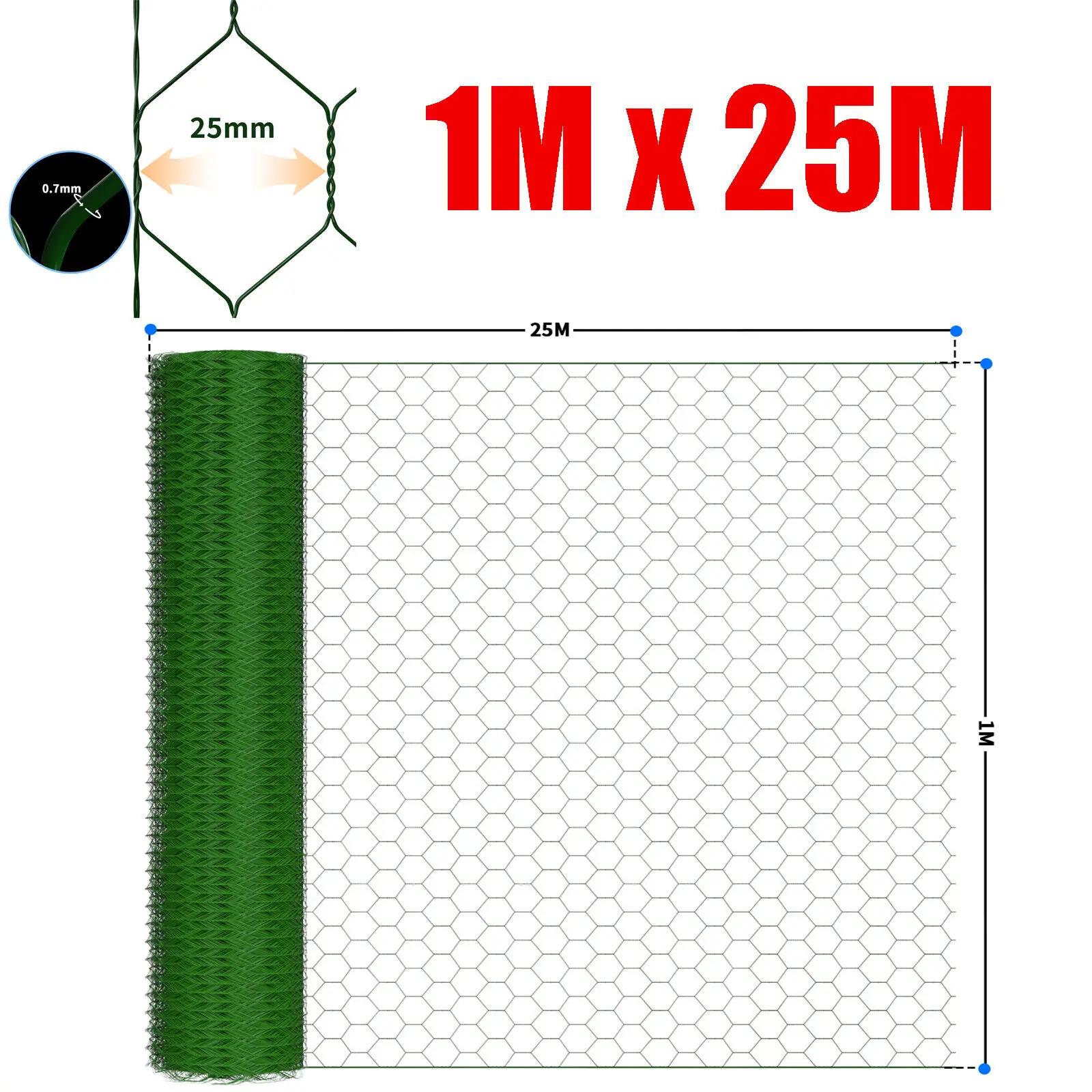 Maille hexagonale 25m, treillis métallique de clôture haute, treillis métallique de 25mm, revêtement