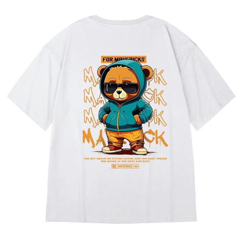 M-8XL hommes T-Shirt surdimensionné ample mode américaine Vintage lunettes de soleil ours imprimé T-
