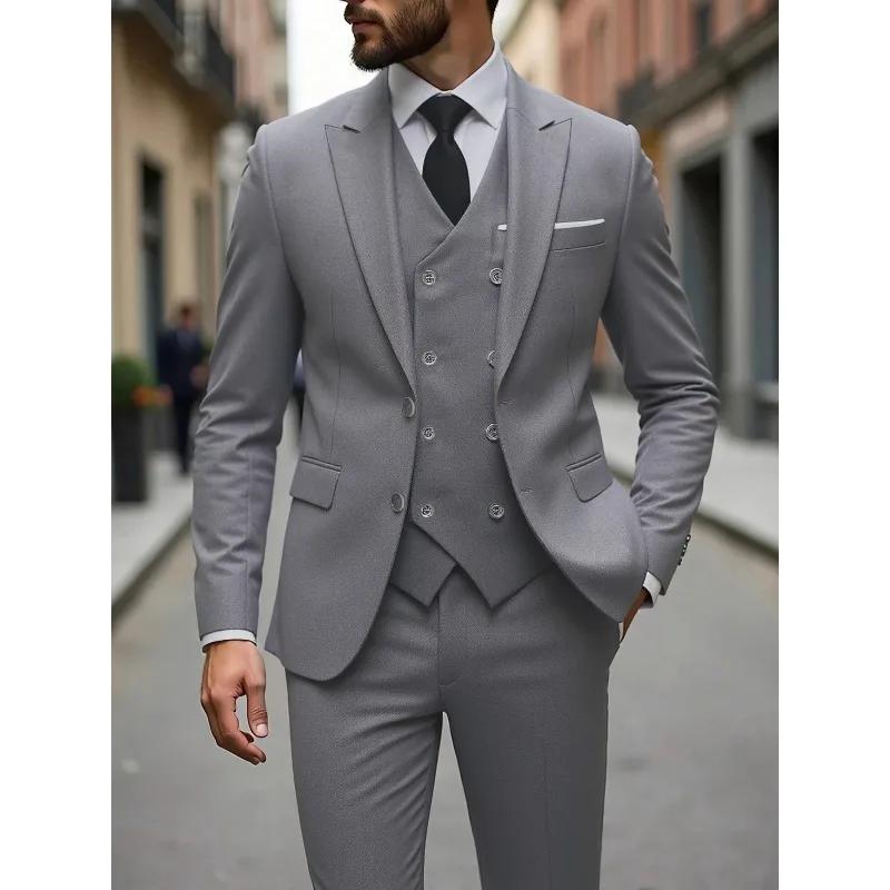 Costume de Mariage Quatre Saisons pour Homme Grande Taille, Style Coréen, Coupe Slim, Ensemble Trois