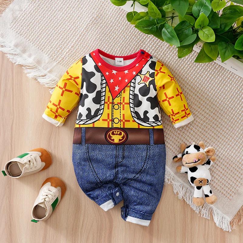 Vêtements pour nouveau-nés de 0 à 24 mois, une pièce, dessin animé, manches longues, pantalon, Banqu