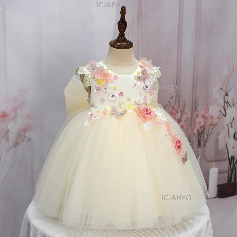 Nouvelle Robe de Princesse Faite à la Main avec Appliques, Robe de Bal pour Filles, Tenue de Cérémon