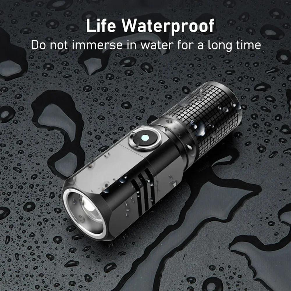 10000 Lumens Mini lampe de poche LED puissante XHP50 batterie intégrée 3 Modes Usb lampe de poche Re