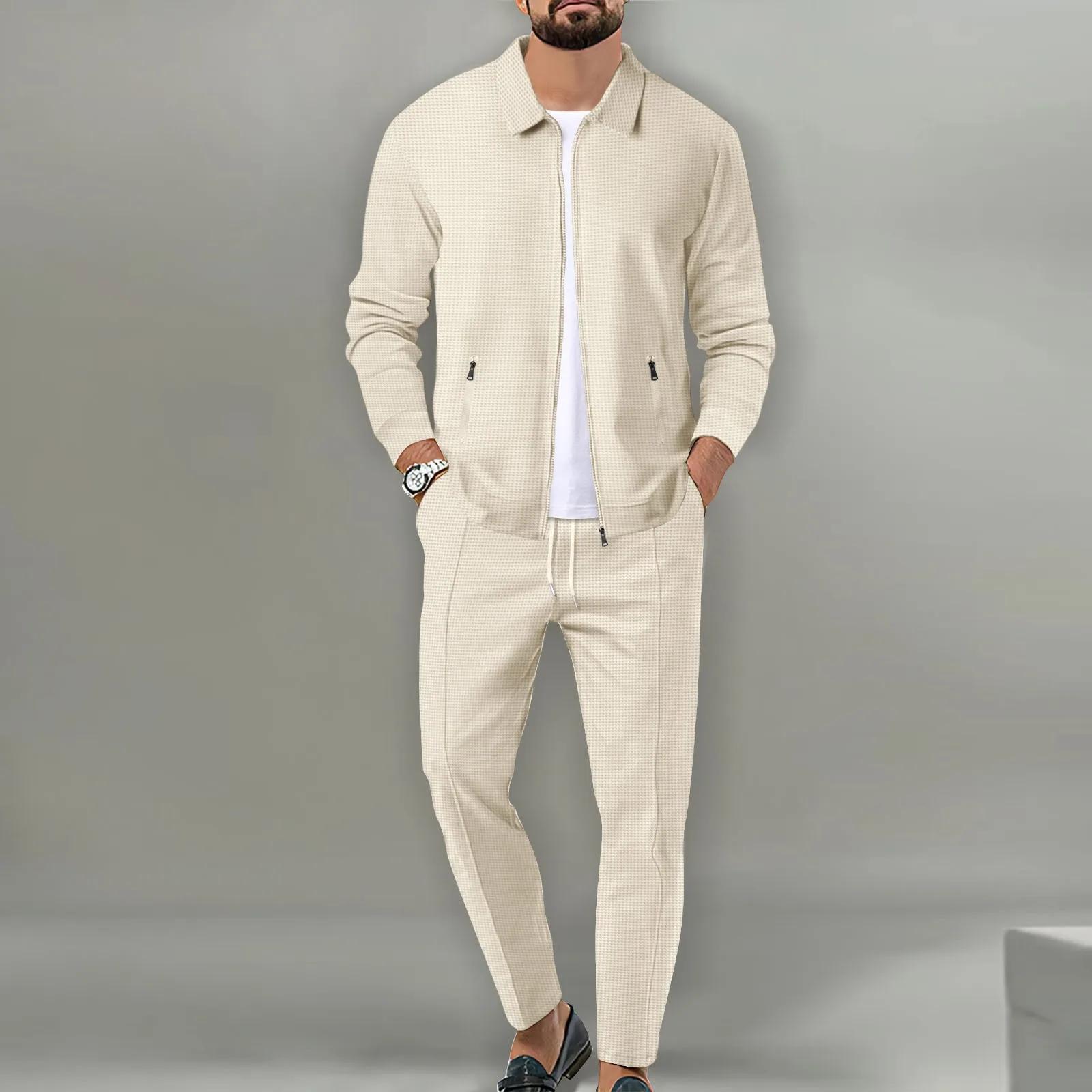 Veste et pantalon de sport pour hommes, couleur unie, populaire, pour jeunes, deux combinaisons de l