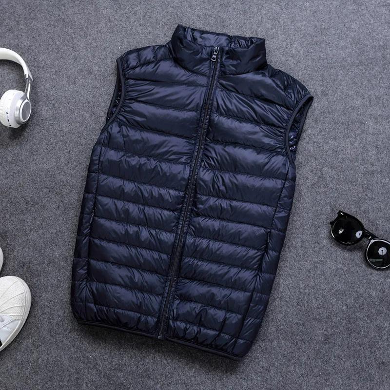 Automne et hiver hommes 90% duvet de canard blanc gilet décontracté léger vers le bas chaud solide s