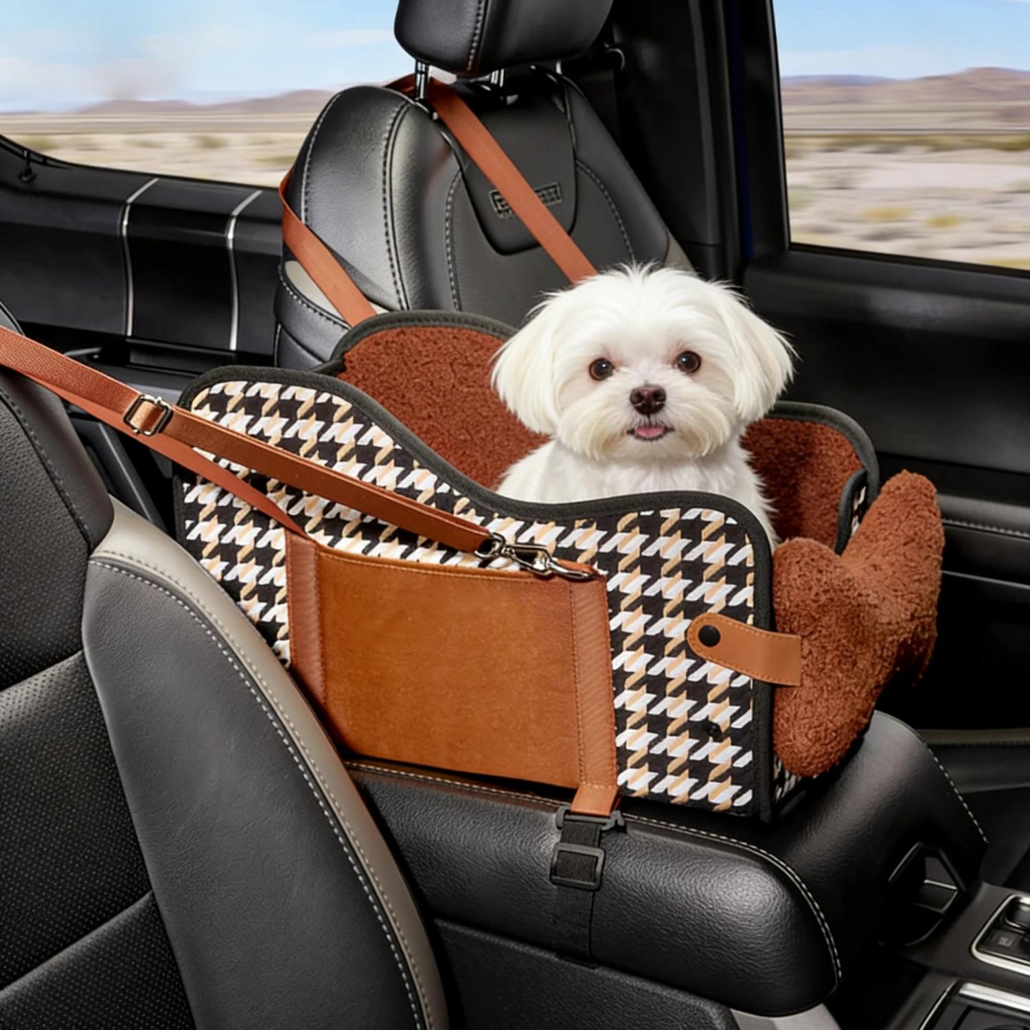 Siège rehausseur pour animaux de compagnie pour accoudoir de voiture, lit pour chien pour console ce