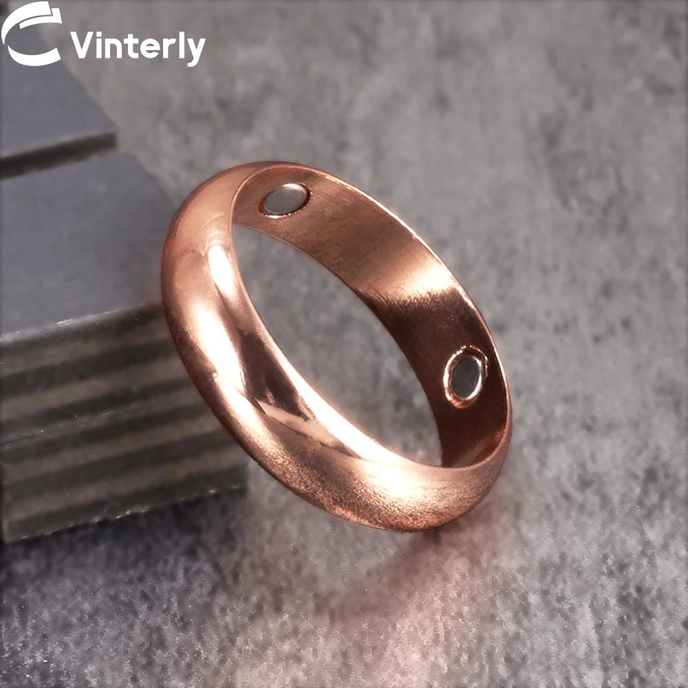 Anneaux magnétiques en cuivre pur Vinterly pour femmes et hommes, 6mm, énergie de santé, manchette o