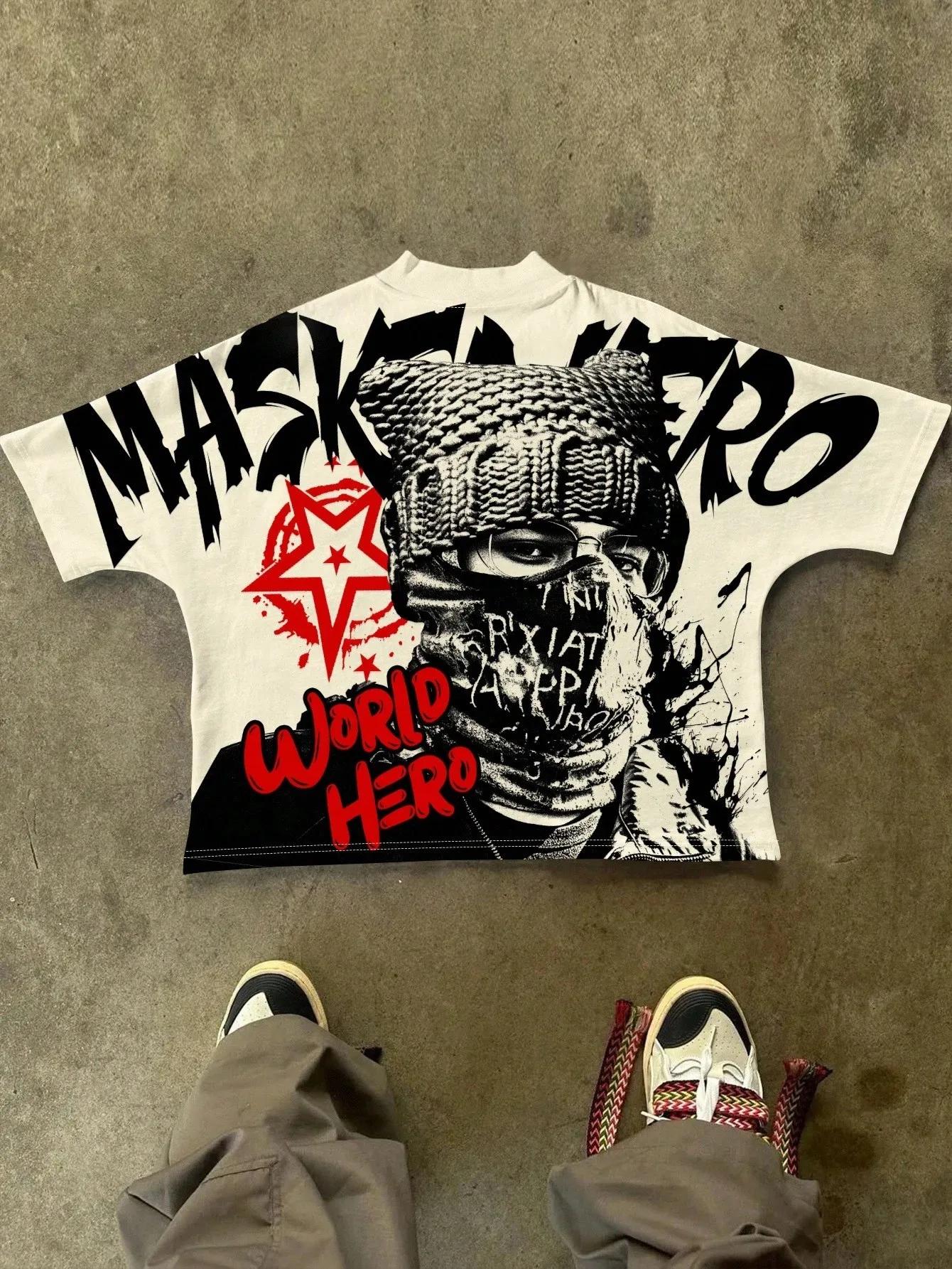 Le nouveau T-shirt pour hommes pour l'été 2025 présente une impression de motifs d'étoiles 3D décont