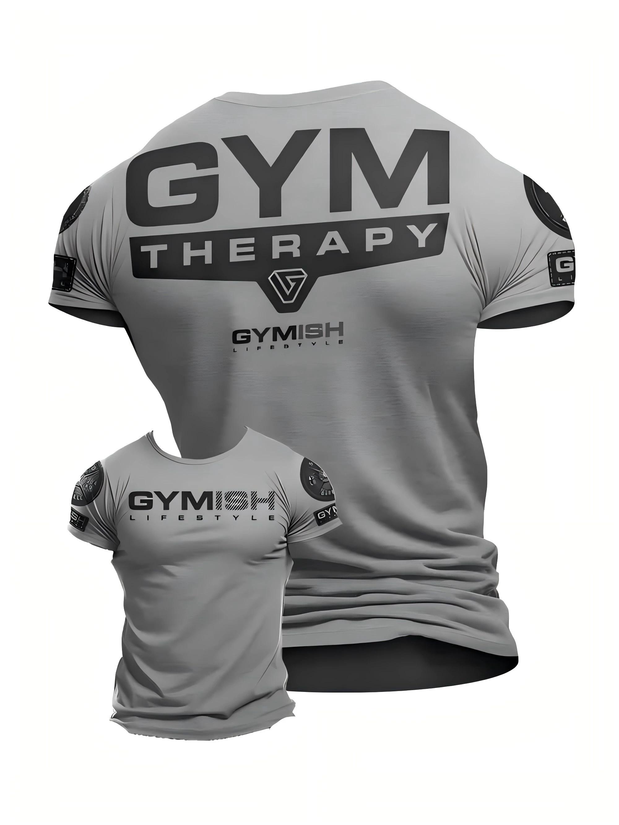 T-shirt col rond confortable et respirant pour hommes, mode d'été, entraînement musculaire, lettre i