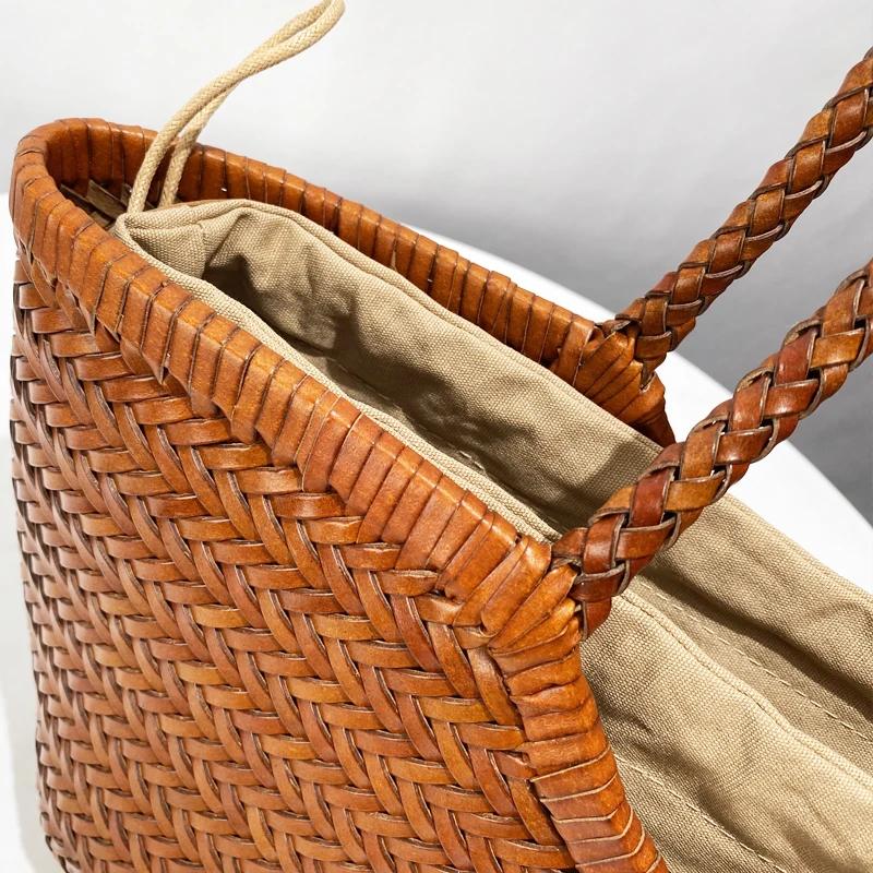 Sacs fourre-tout en cuir véritable tissés à la main pour femmes sacs à main et sacs à main de créate