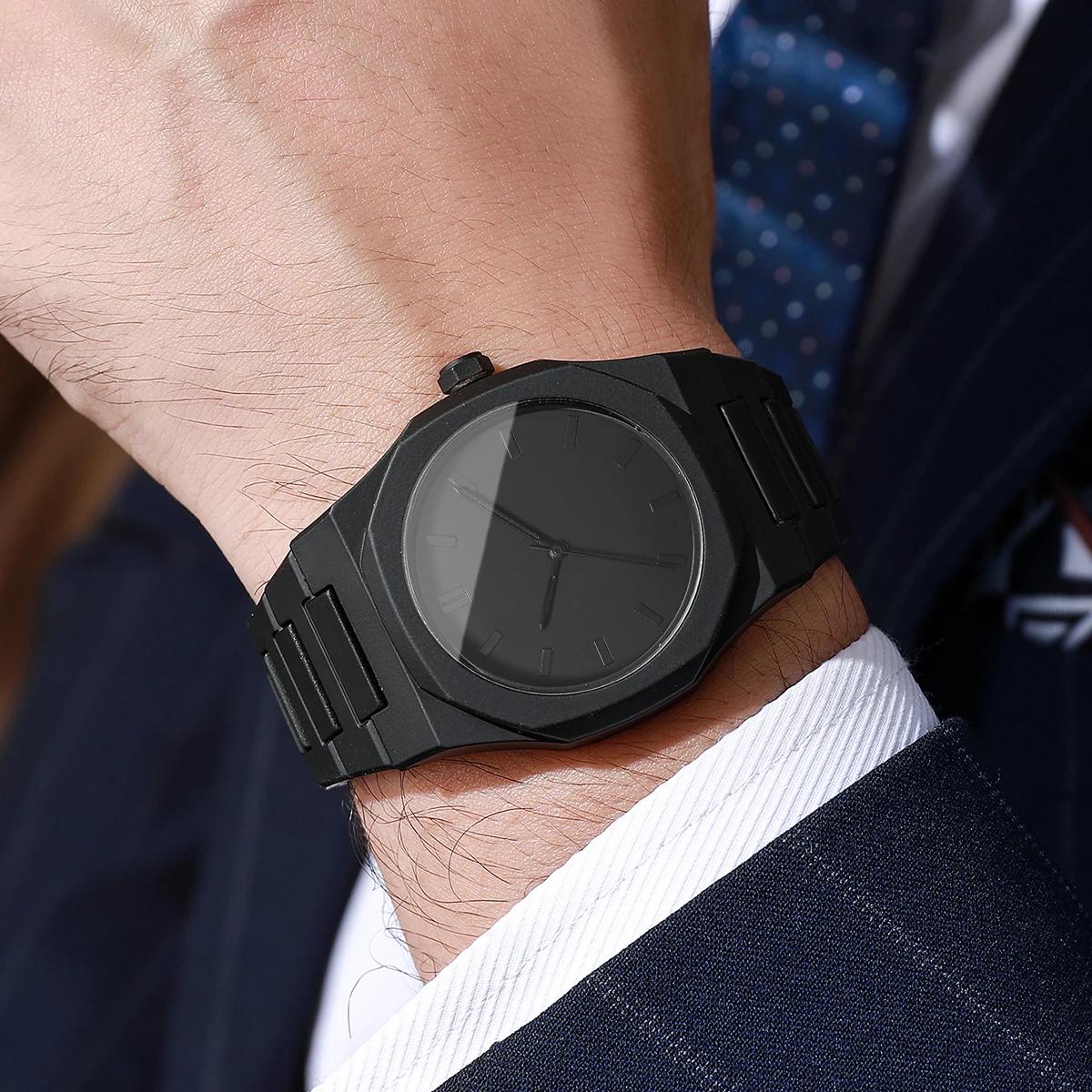 2 pièces mode hommes montres à Quartz ensemble décontracté bracelet en plastique homme sport montre-