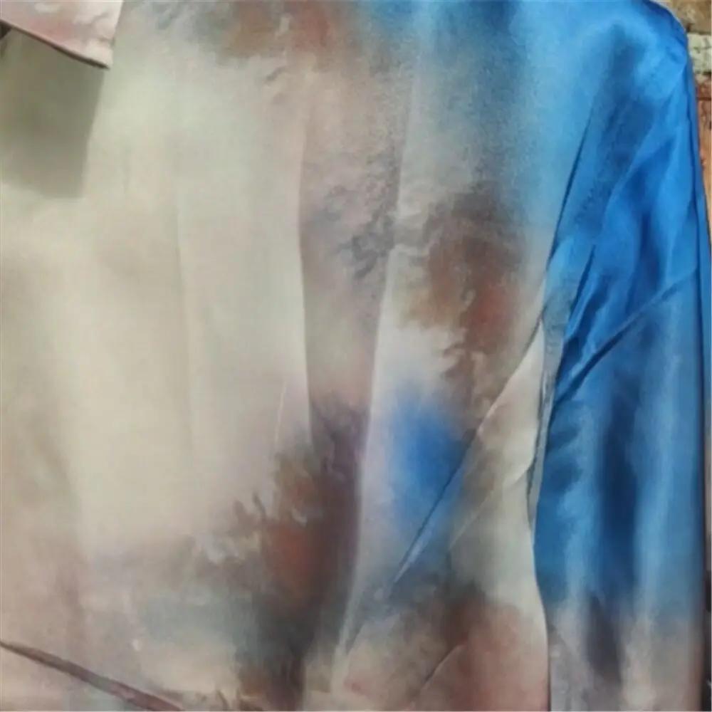 Dégradé Art abstrait imprimé manches longues haut Streetwear Chemise sociale Hip Hop Chemise hawaïen