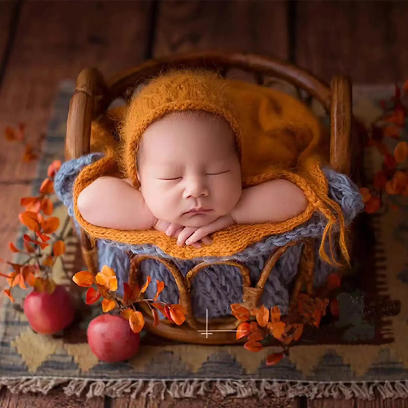Accessoires photo nouveau-nés panier rotin - Décor artistique pour séances photo bébé