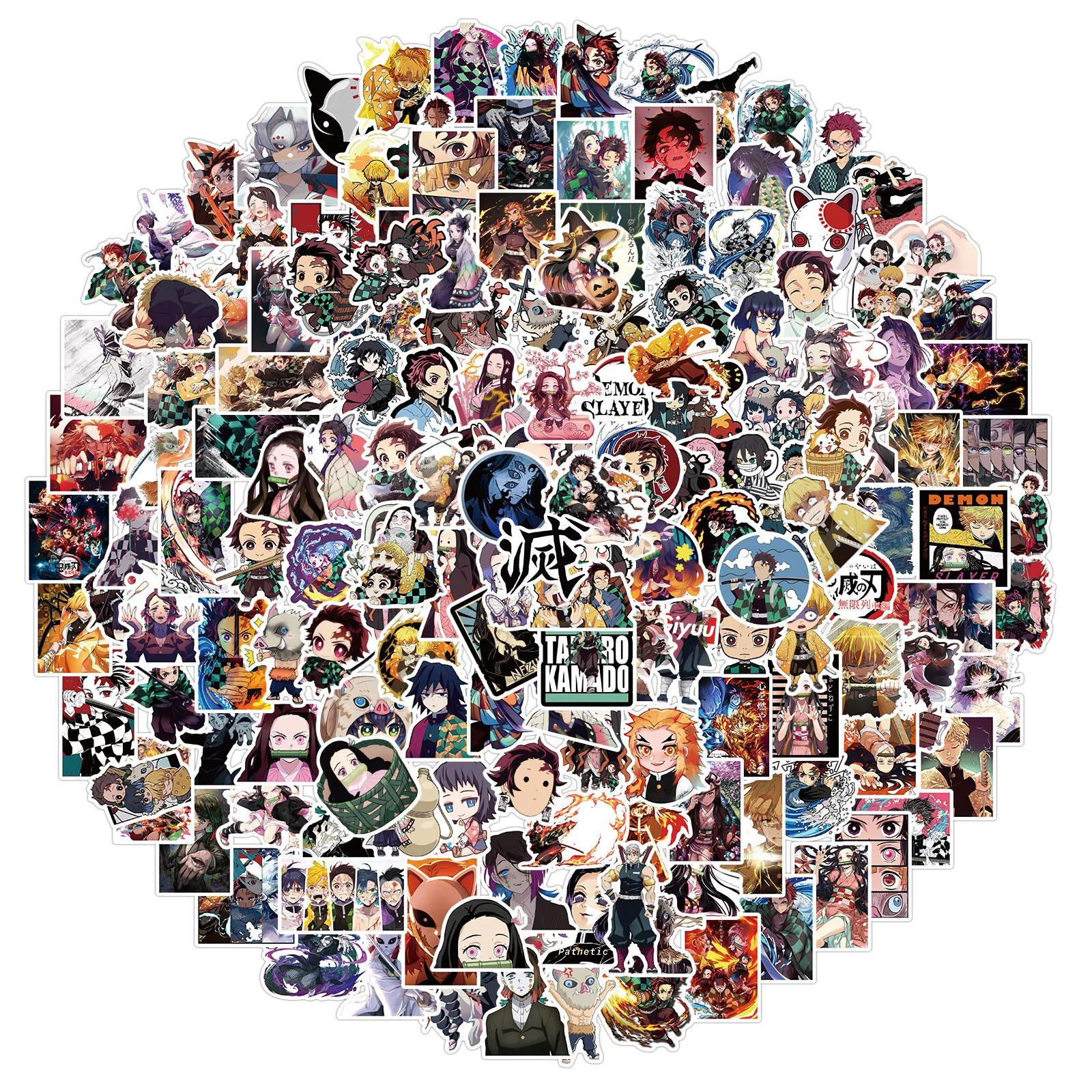 100/200 pièces dessin animé démon Slayer autocollants pour ordinateur portable valise Skateboard gui