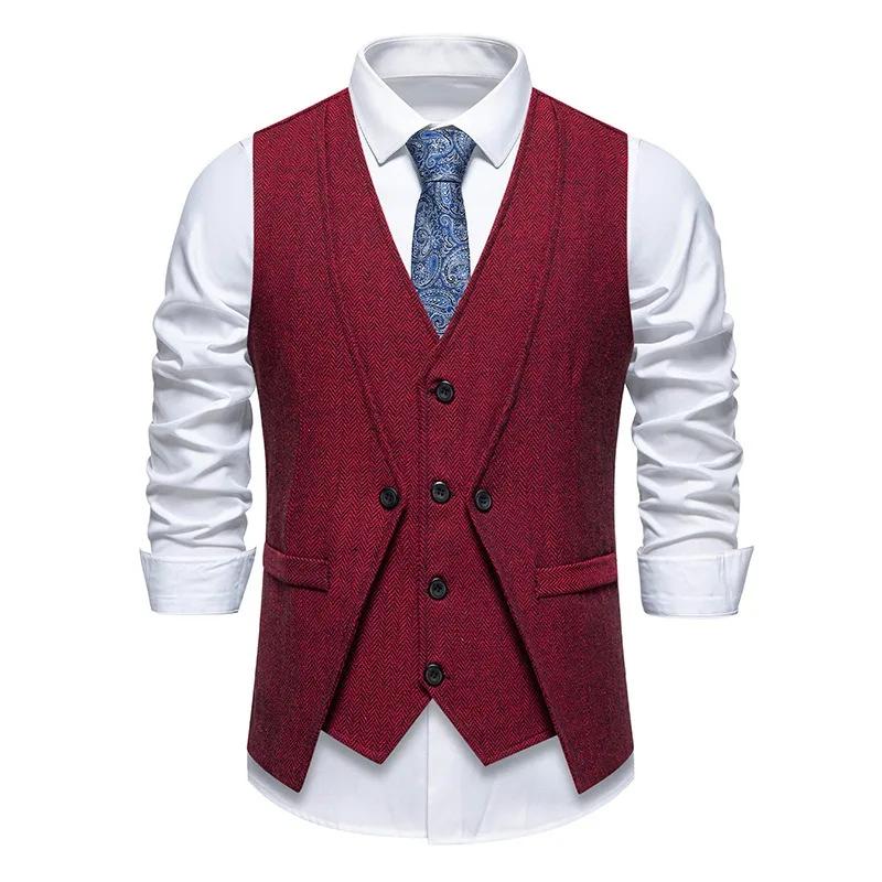 Gilet Blazer Élégant Vintage pour Homme, Effet Deux Pièces, Tenue de Cérémonie, Mariage, Fête, Robe 