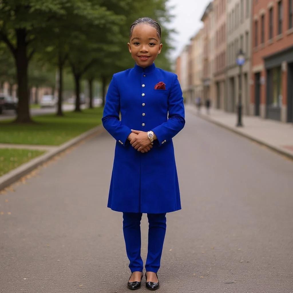 Costumes longs pour garçon, 2 pièces, veste formelle avec pantalon pour mariage, col montant, tenues