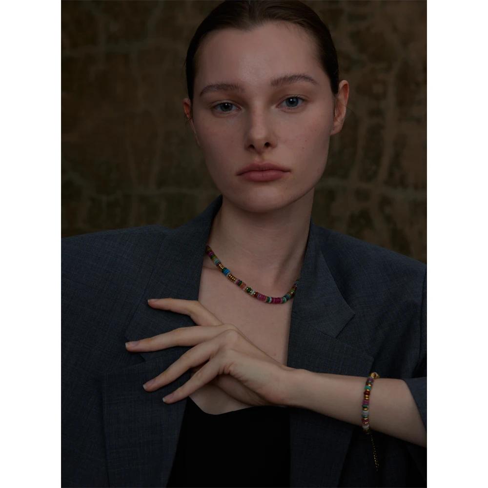 Yhpup – collier de perles en pierre naturelle colorée, fait à la main, chaîne Y2K, à la mode, en aci