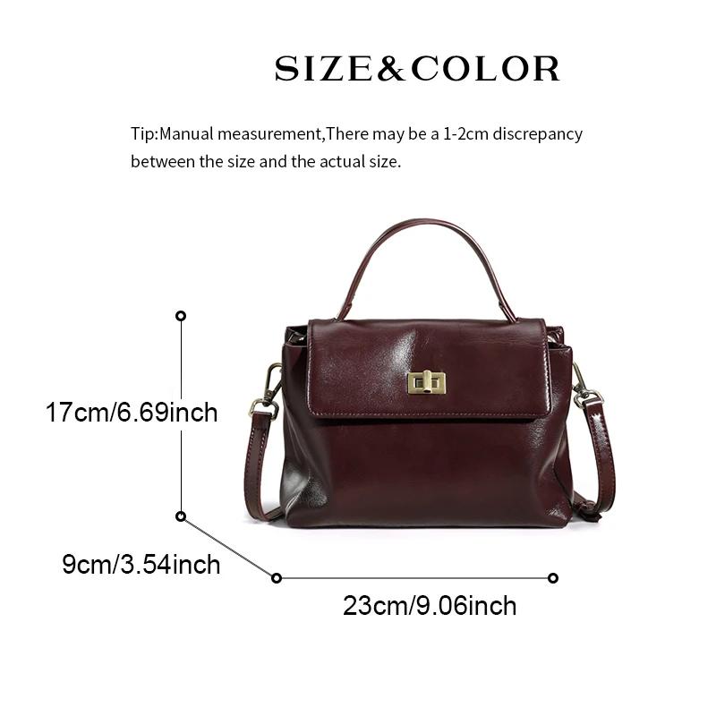 Sacs à main en cuir véritable pour femmes, marron vintage, sac à bandoulière à poignée supérieure, s
