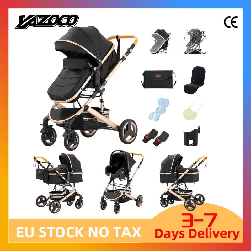 Poussette bébé 3 en 1 la plus récente, légère, avec siège haute, châssis en aluminium, système de vo
