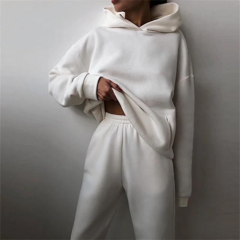 Sweat à capuche PVD deux pièces pour femme, sweat à capuche décontracté, pulls monochromes, ensemble