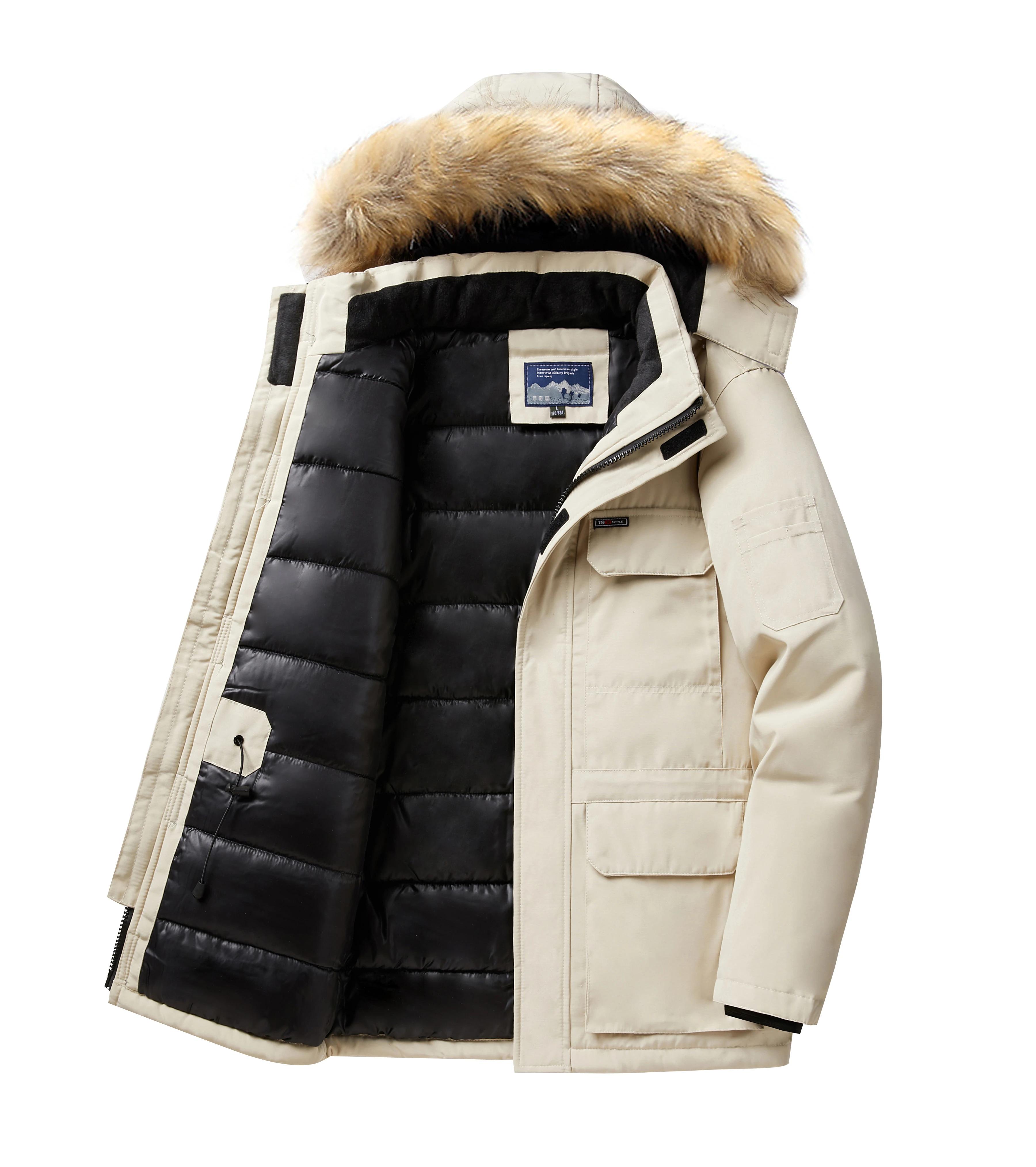 -30 degrés hiver doudoune hommes vers le bas coton Parkas manteau mi-long grand col de fourrure mâle