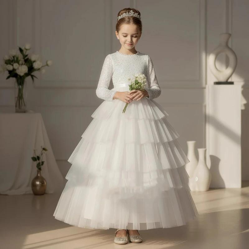 Robes Blanches pour Filles, Jupe Tutu Enfant, Robe de Princesse pour Anniversaire, Tenue de Spectacl