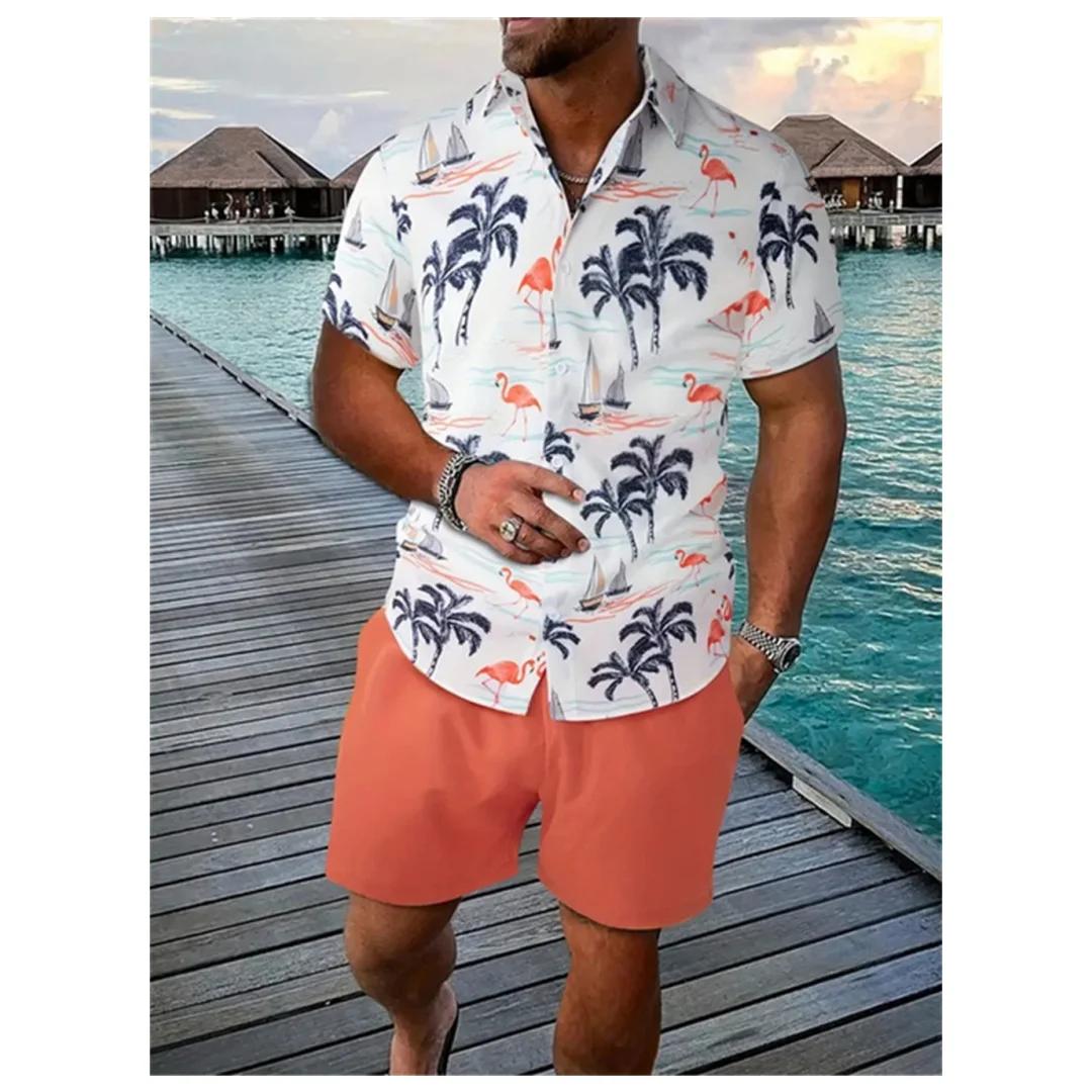 Polo hawaïen à fleurs d'été, chemise de plage unisexe à manches courtes, chemise florale d'été, cost