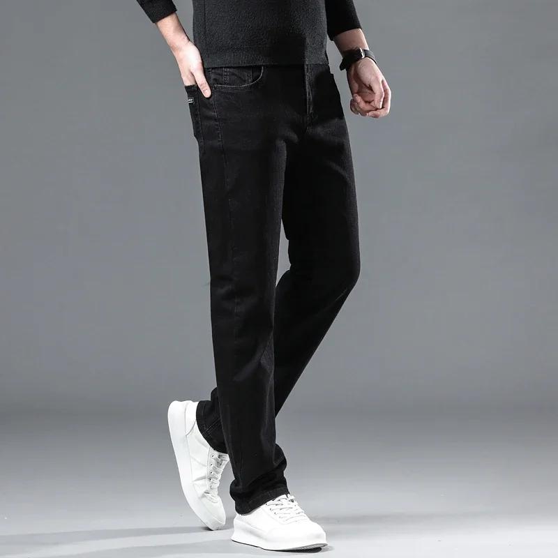 WTHINLEE hiver hommes noir droit Stretch Denim épais velours pantalon chaud jean décontracté polaire