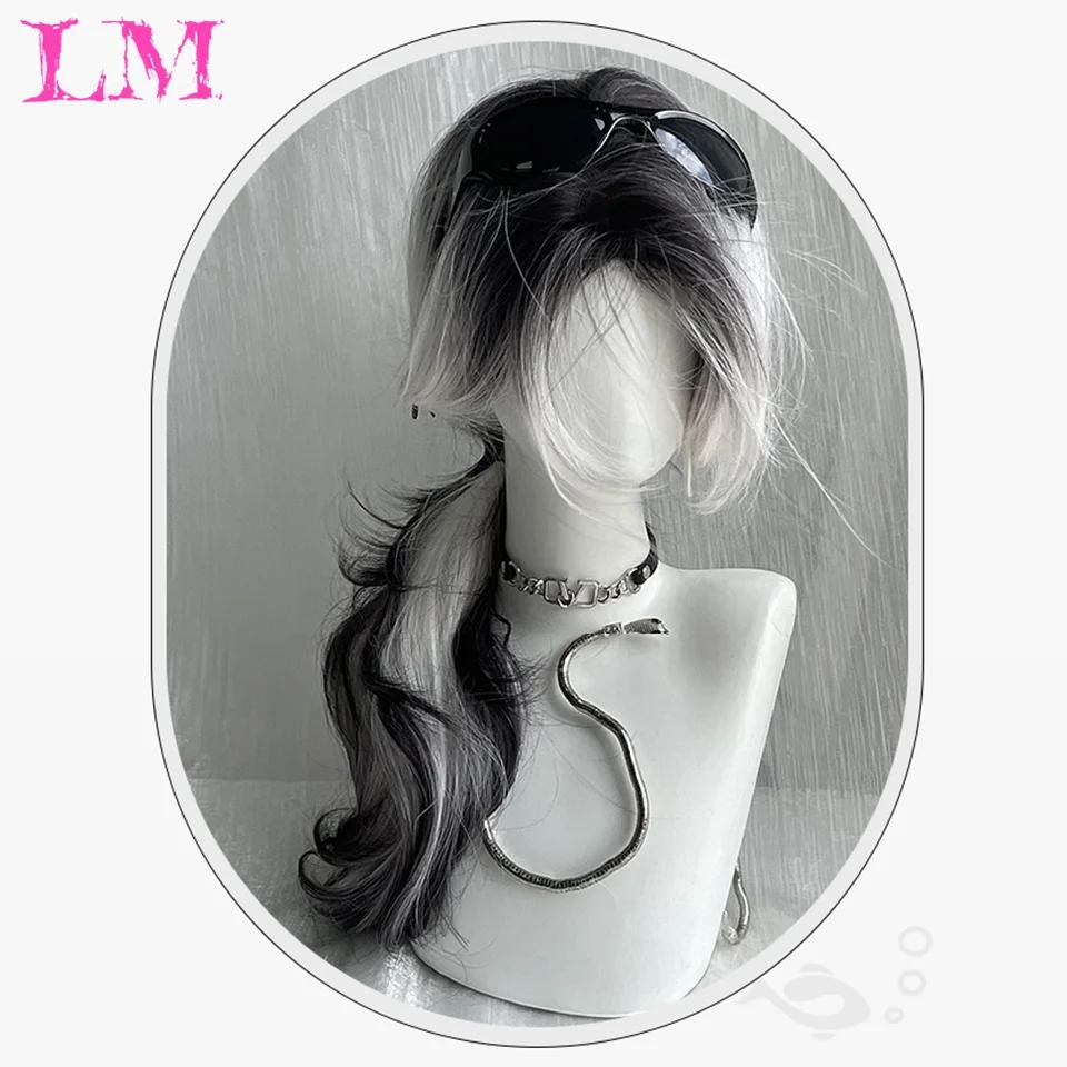 LM-Perruque Lolita Synthétique Longue et Droite avec Frange pour Fille, Mignonne Ombre, Rose, Blonde