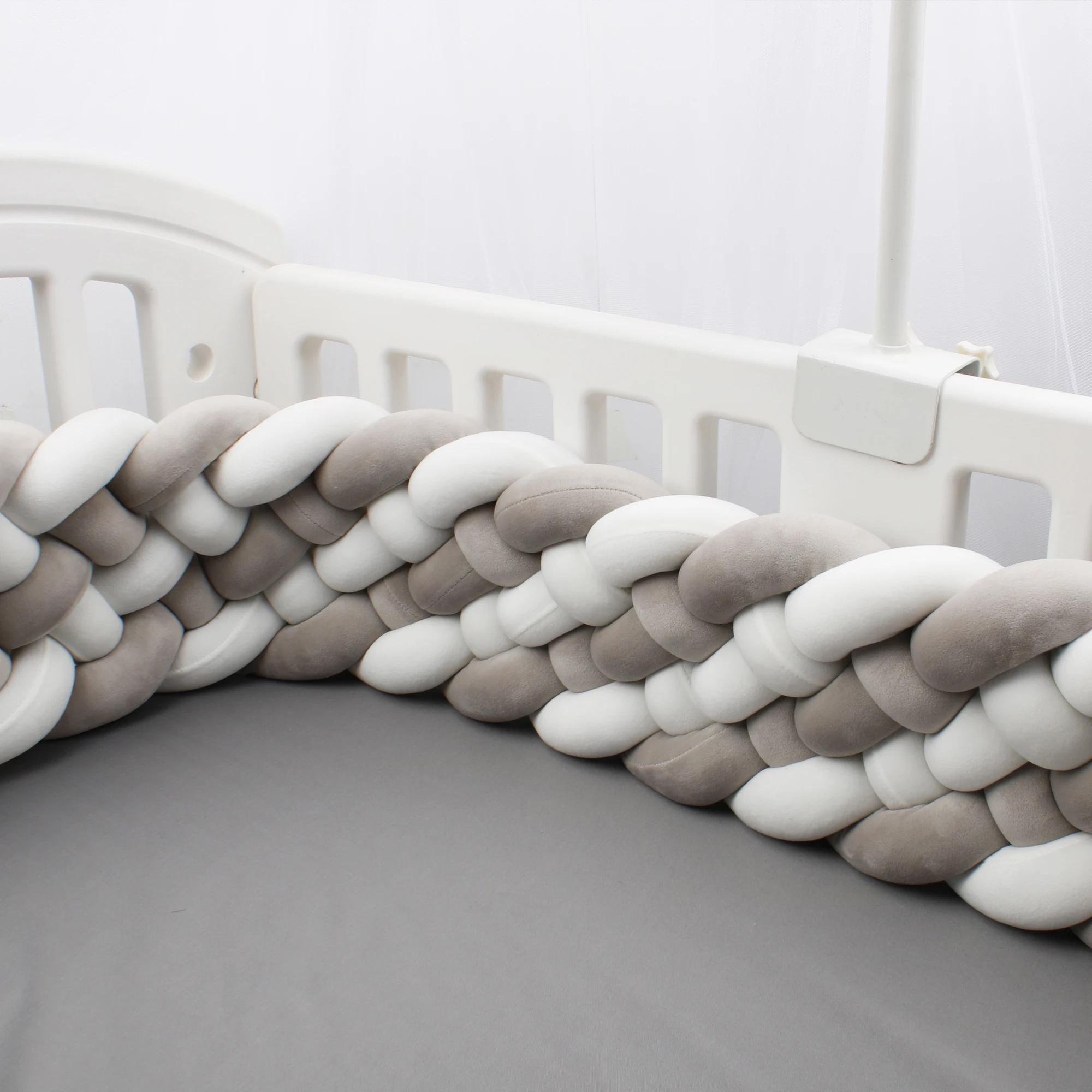 Pare-chocs de lit de bébé de 200cm, oreiller de noeud de tresse, coussin pour la protection de Cpull