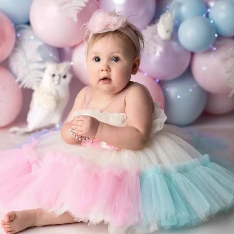 Robe de baptême pour nouveau-né fille, Costume Tutu de princesse pour bébé fille de 1 an, robes de f