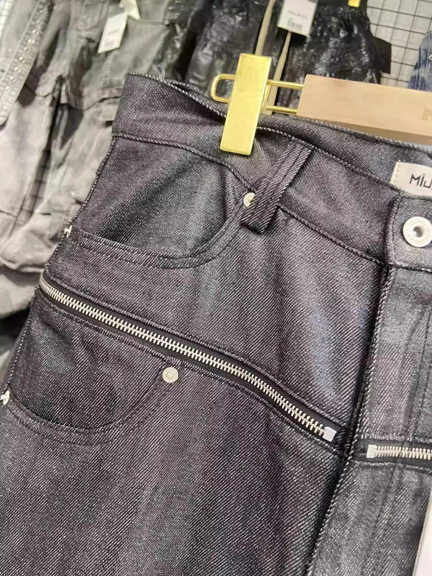 MIJKO unisexe brosse cire fermeture éclair Original vache jean hommes et femmes Denim pantalon ZJ117