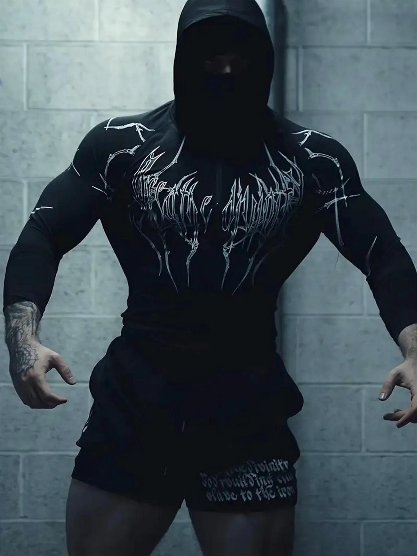 Nouvelle collection Printemps-Été 2026 : Sweat à capuche noir pour homme, style sportif compressif à