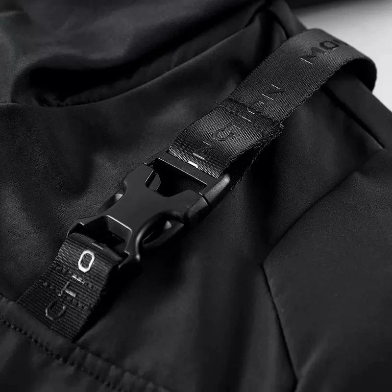 Veste à capuche pour homme, Streetwear Hip Hop, Coupe-vent combiné, Multi-poches, Vêtements fonction
