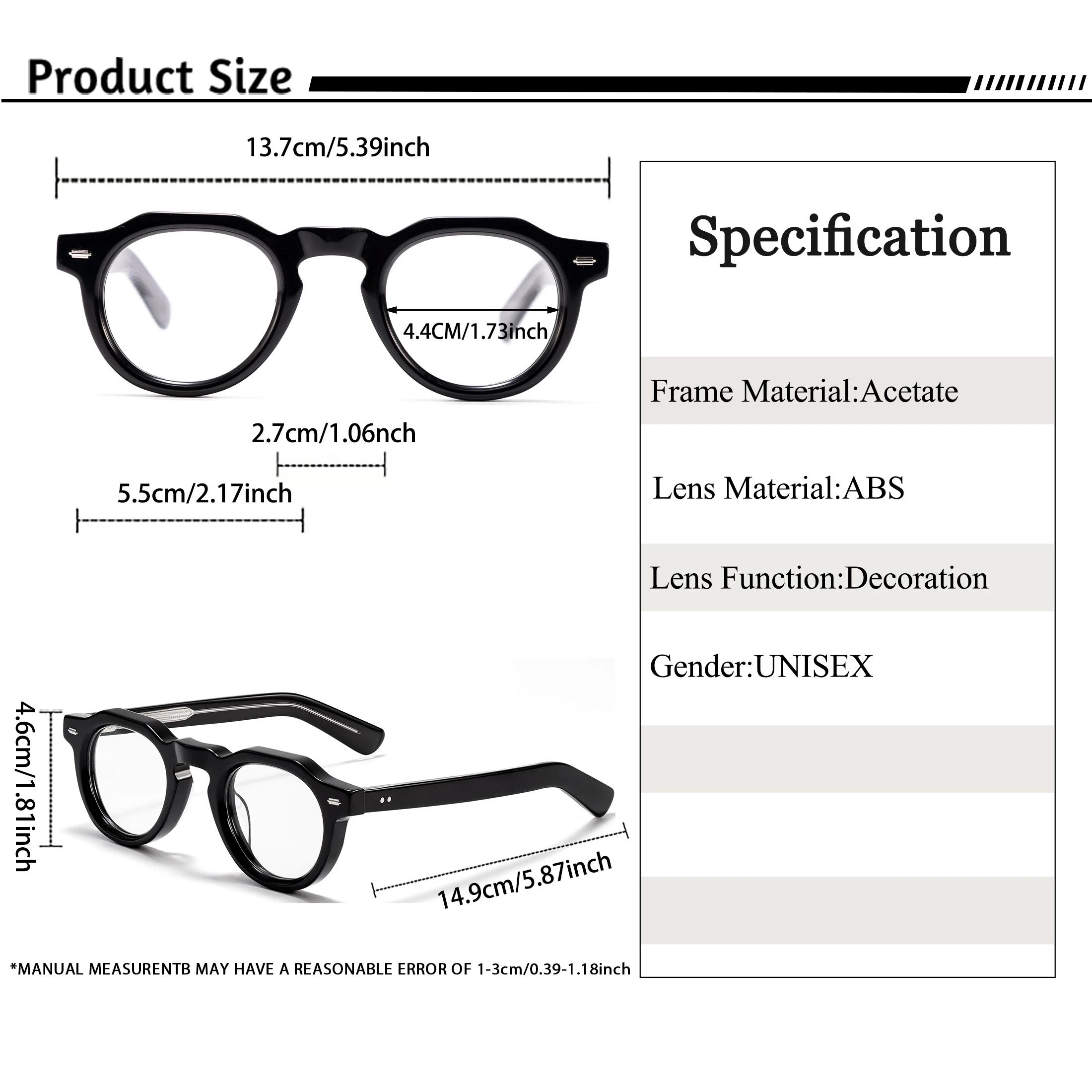 Monture de lunettes optiques rondes CATERSIDE pour hommes, monture épaisse en acétate de qualité sup