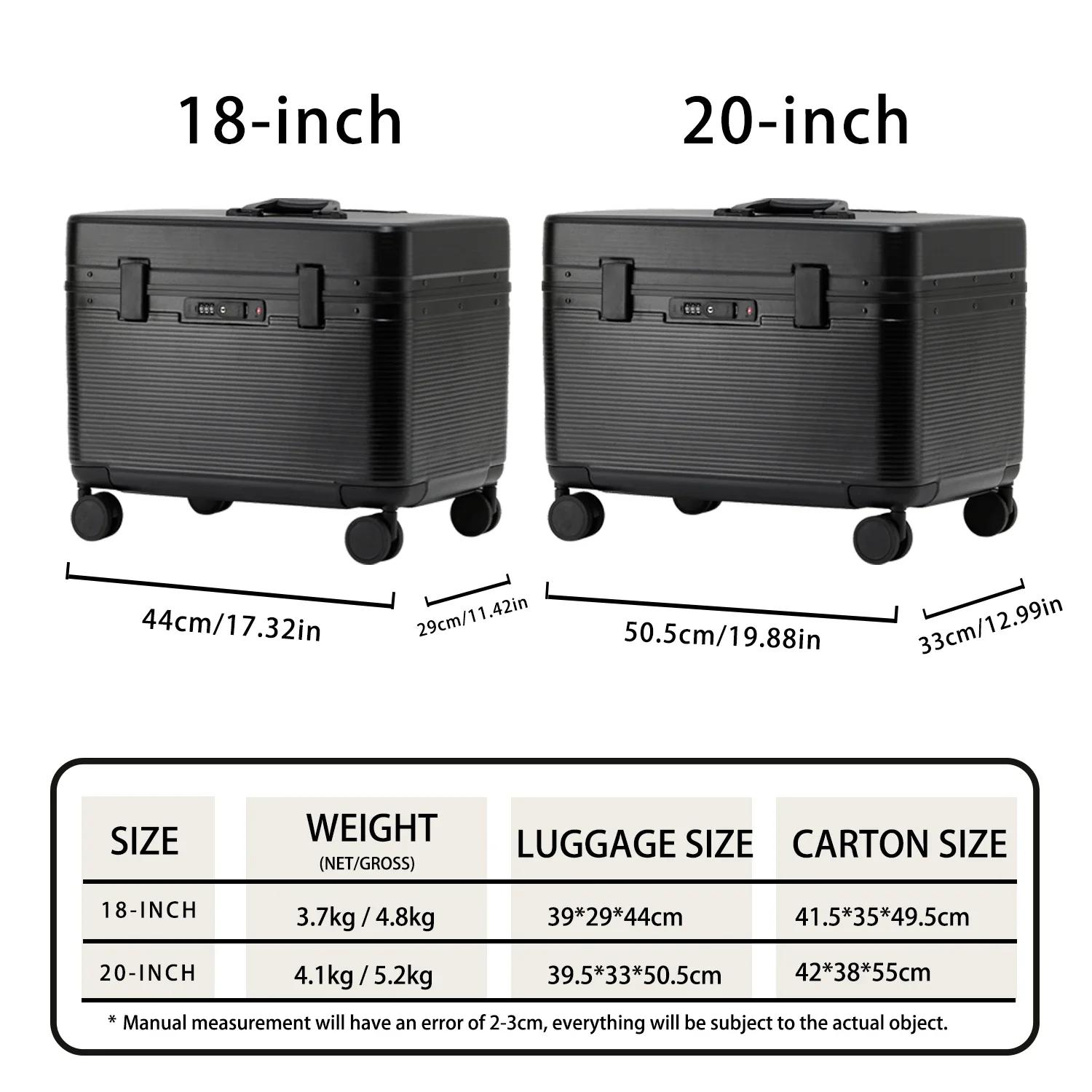 Valise à cadre en alliage d'aluminium, valise à roulettes portable ABS à ouverture supérieure, roues