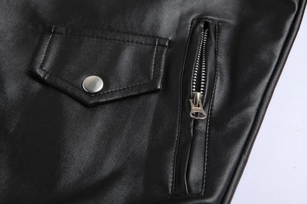 Veste de moto en cuir PU pour hommes, manteau Slim Fit, mode