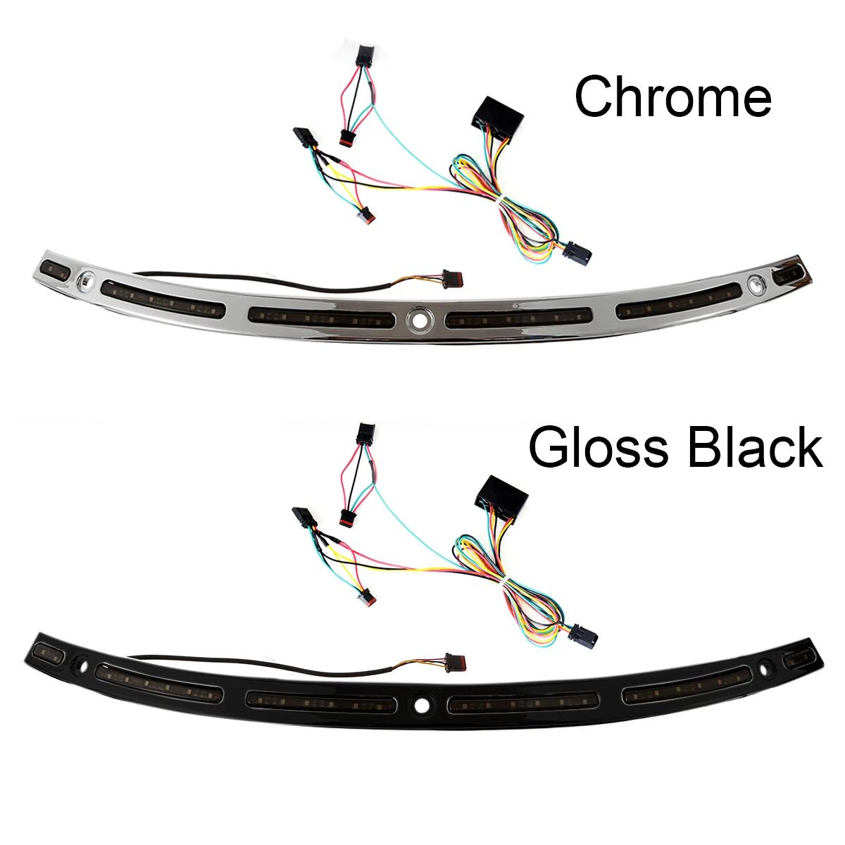 Garniture de pare-brise LED chromé brillant noir blanc ambre pour Harley Touring Street Glide FLHX 2