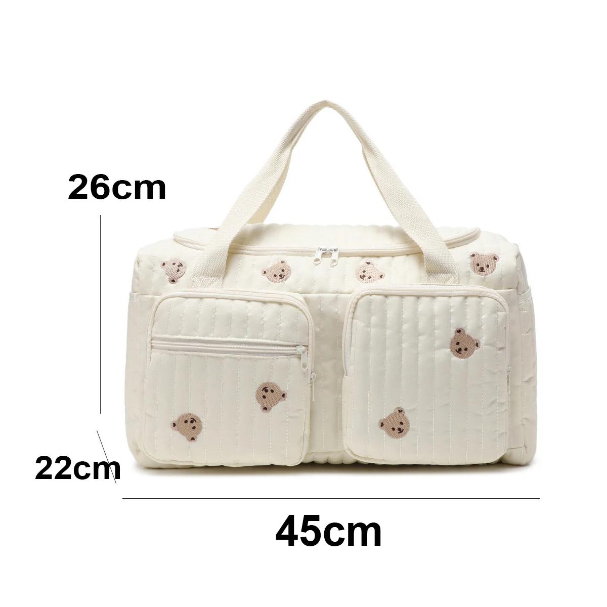 Sac à couches pour bébé, sac à main à motif de broderie de fleurs d'ours mignon, sac pour maman, tis
