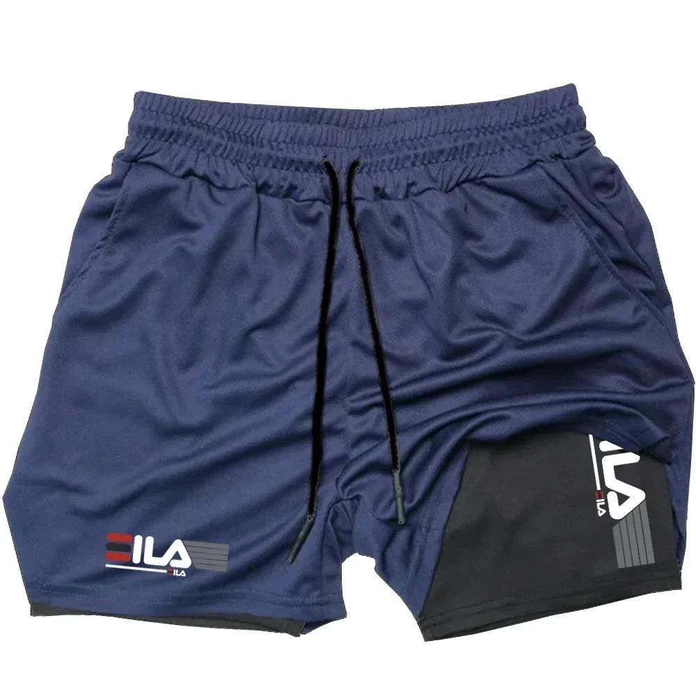 Short de sport deux en un pour homme, respirant, décontracté, séchage rapide, double couche, short d