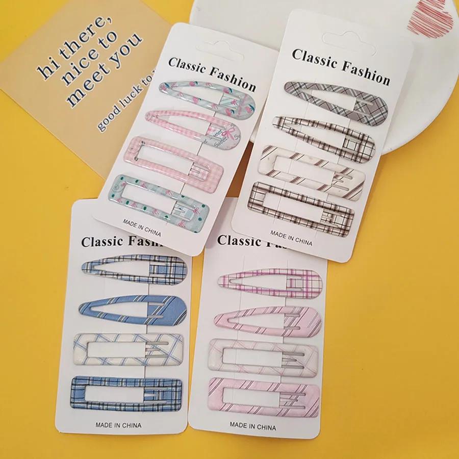 Épingle à cheveux BB à carreaux, 4 pièces, Clips latéraux pour filles et femmes, accessoires pour ch