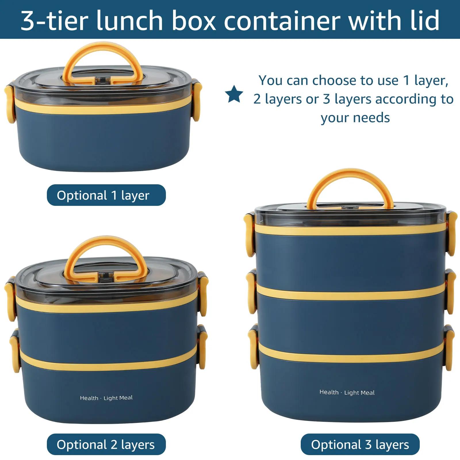 Boîte à déjeuner Portable à 3 couches de 2000ML, boîte à Bento étanche pour enfants étudiants, récip