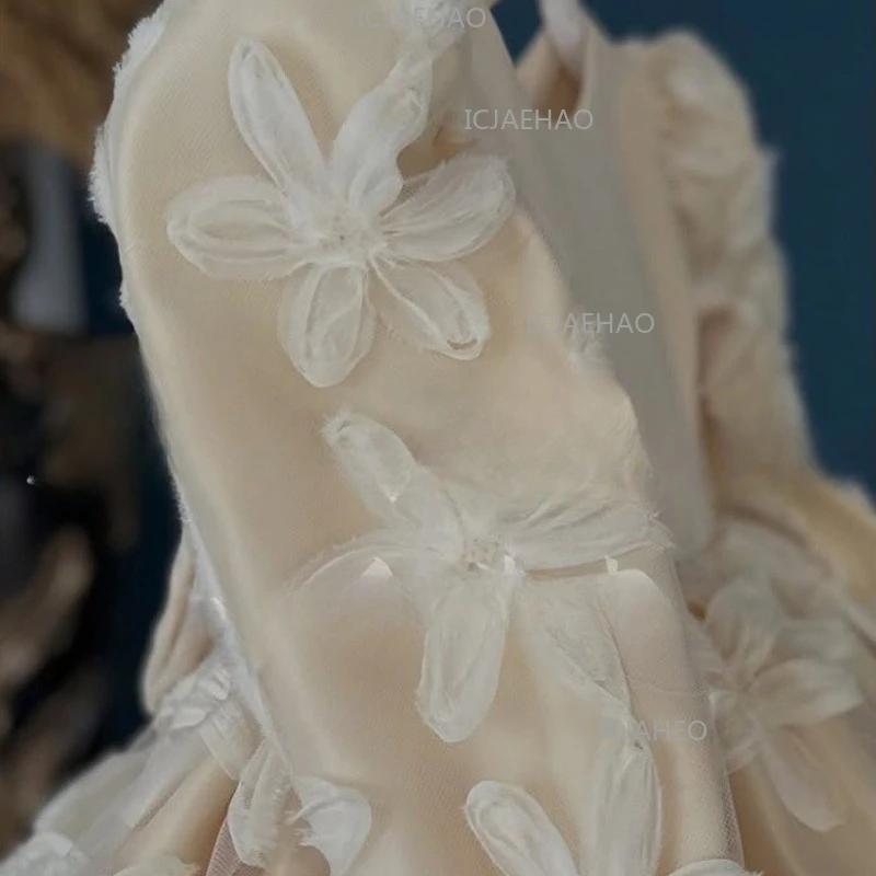 Nouvelle Robe de Princesse en Satin à Manches Longues avec Nœud pour Filles 2026 – Tenue de Cérémoni
