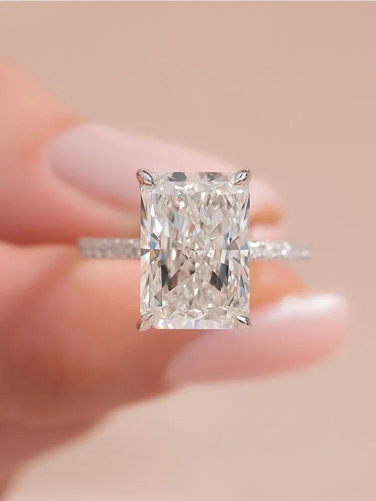 DWJ 2-5CT magnifique bague rectangulaire en Zircon en argent Sterling 925 pour les femmes anniversai