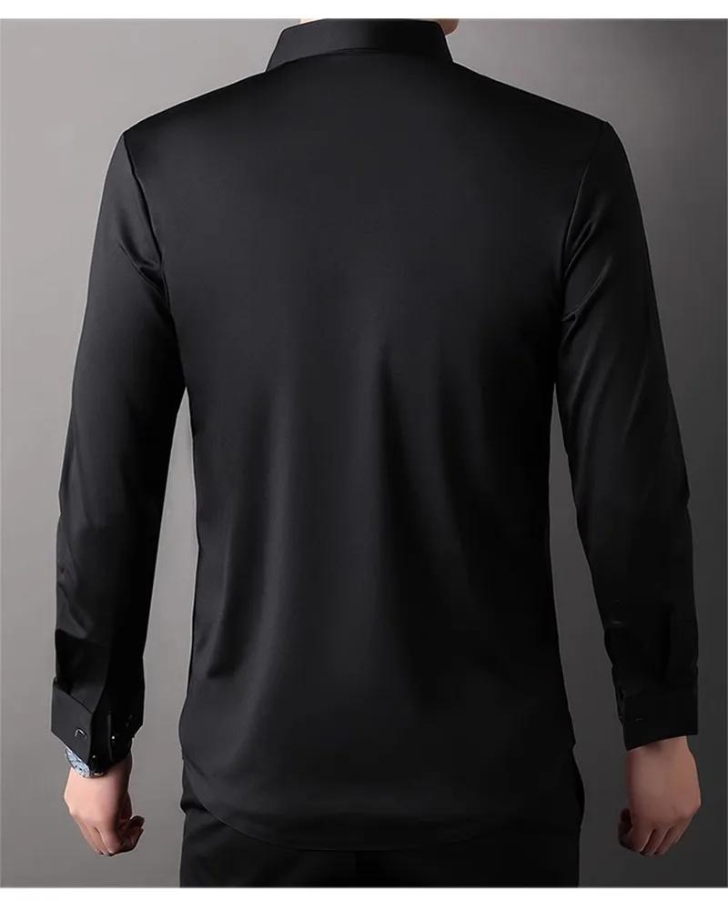 Chemises sans couture à haute élasticité pour hommes, chemise de sport musculaire à manches longues,