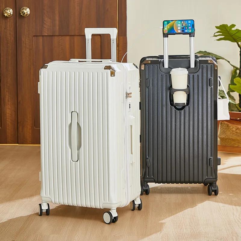 Bagage roulant de grande capacité de 20 à 26 pouces, avec porte-gobelet, sac de voyage, support de t