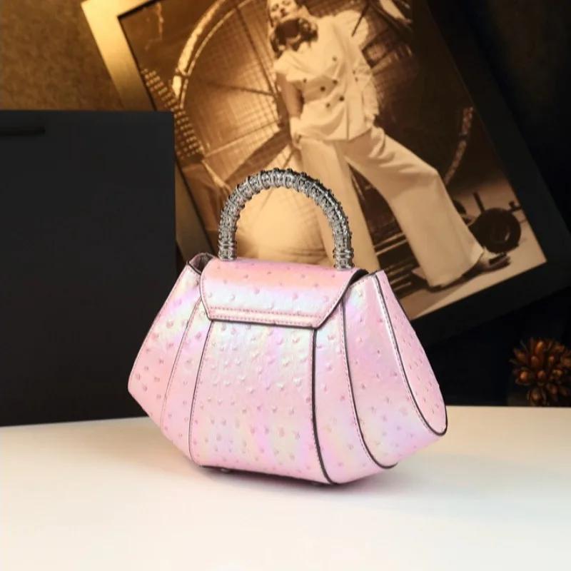 Nouveau style 2026, sac carré petit format, motif autruche, forme unique, coloré, luxe léger, patchw
