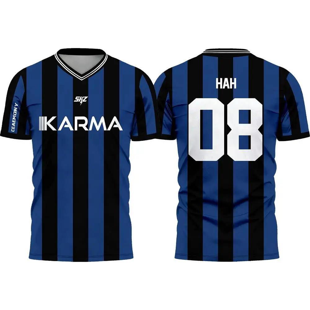 Karma SKZ Hyunjin 04 Maillot de football 3D à séchage rapide pour hommes et femmes, t-shirt pour fan