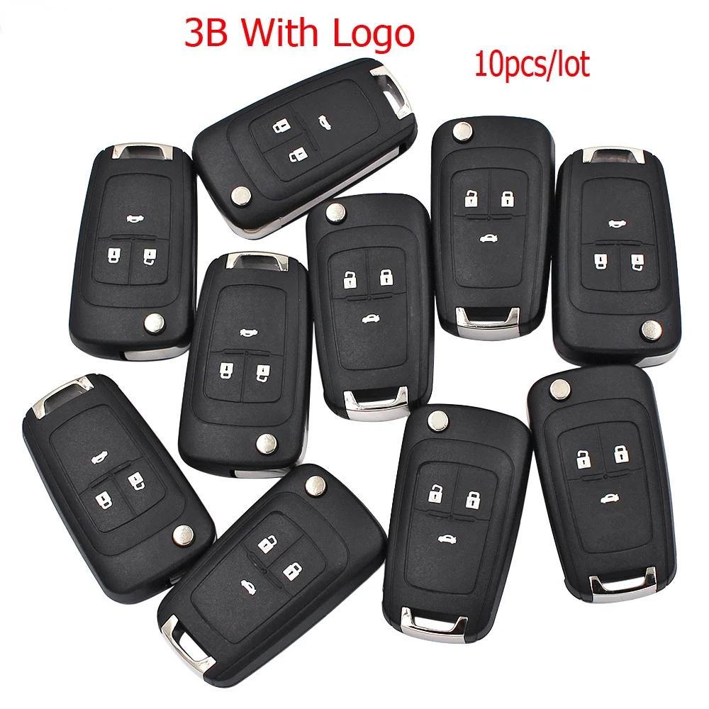 Coque de clé pliante à 3 boutons, 10 pièces/lot, pour Chevrolet Aveo Cruze, lame non coupée