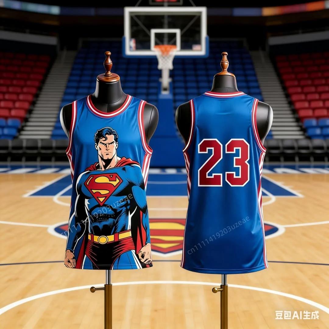 Maillot de basket Superman 23 pour homme, débardeur de sport sans manches en maille respirante, stre